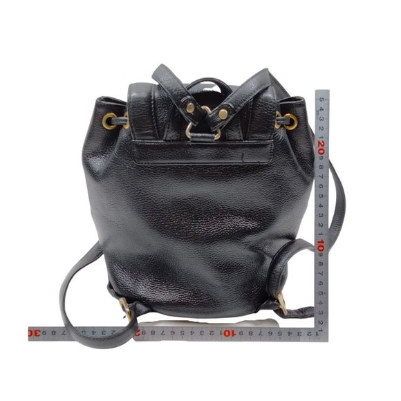 Auth Mcm Backpack Bag Black Leather #36590M11 - Picture 2 of 9